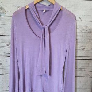 Escada Jersey Top Tie Neck Size Med 40 Msrp $425 Lavender